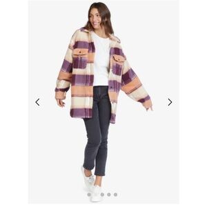 Roxy | NWT Over and Out Plaid Sherpa Shirt Jacket